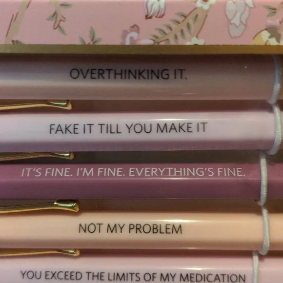Pen set with funny Emotion sayings, qty 6, James Burke Ready to Wrap And Gift - Picture 6 of 6